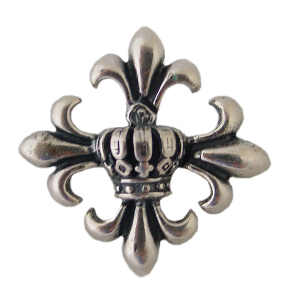 Sterling Silver Fleur de Lis & Crown Pendant Charm